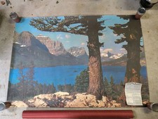Vintage St Mary's Lake Glacier National Park Montana Wall Mural Poster Sears... picture