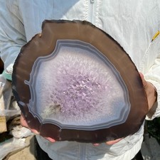 2.7lb Natural agate amethyst geode quartz crystal rough slice Mineral specimens picture