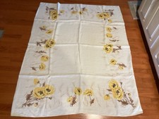 vintage Yellow Golden Poppy Tablecloth 65 X 48 Great Condition picture