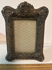 Antique Victorian Ornate Brass Standing Picture Photo Frame 4x6 picture