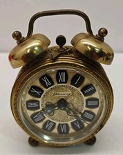 Vintage 1950s West Germany Blessing Brass Twin Bell Wind-up Alarm Clock Working picture
