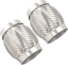 2PCS Exhaust Flex Pipe Stainless Steel Double Braid Long Heavy Duty 3''Inch X 4' picture
