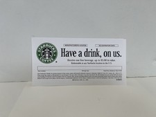 Vintage 2002 Starbucks Have A Free Drink On Us Paper Coupon OLD LOGO No Expiry picture