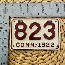 1922 Connecticut License Plate 823 MOTORCYCLE ALPCA Harley Indian BMW Norton RP picture