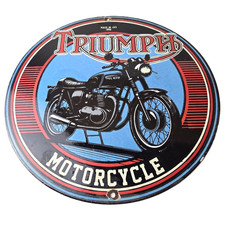 Vintage Triumph Motorcycle Sign - Gas Pump Garage Porcelain Service Sign picture