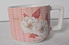 Starbucks Floral Ceramic Mug 2019 White Flowers Pink Peach Tea Coffee Mug picture
