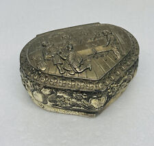 Vintage 1970s Silver Plated Trinket Box Man Proposing At Table Art Japan O picture