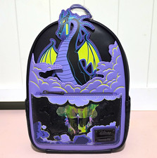 Loungefly Disney Sleeping Beauty Maleficent Glow Mini Backpack Black Purple picture