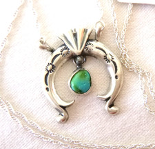 NWT Navajo Gary Shorty Golden Hills Turquoise Naja Necklace 925 Sterling Silver picture