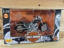 Harley Davidson FLSTF Fat Boy Maisto 1:18 Series 2 Black H-D Motorcycle  picture