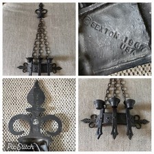 VTG 1960’s  Sexton Cast Metal Dungeon Gothic Wall Sconce Chains Candle Holder picture
