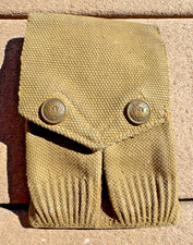 pre-WWI US Army M1910 Mills Canvas Ammo Pouch w/Eagle Snap - Pea Green picture