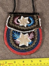 Antique Beaded Purse Iroquois Made Beaded Purse Vintage Naive American Bead Work picture