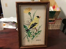 Vintage Kay Dee handprints artwork Gold Finch picture
