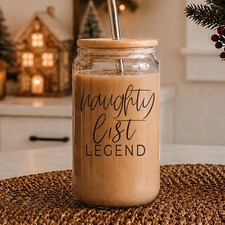 Naughty List Legend Glass Tumbler 17oz Funny Christmas Cheeky Gift for Friends picture