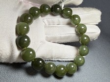 11.8mm Natural Hetian Jade Bracelet – Qiemo Green Sugar Hotan Nephrite Jade picture