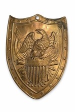 Antique c.1820 US Volunteer Militia Shako Plate Helmet Badge Eagle Shield picture