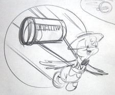 HOMER PIGEON PATROL 1942 Walter Lantz Original PRODUCTION cel DRAWING hat bird picture