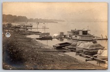 Mississippi River at Thomson Illinois Boats As-Is Hole Punch Real Photo RPPC picture