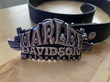 2007 Harley Davidson Mortorcycles Black & Silver Metal Buckle & belt 97682-07VW picture