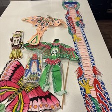 Vintage Chinese Paper Kites Dragon Birds Butterfly Lot picture
