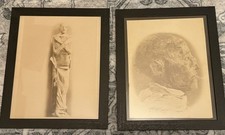 Antique c1886-1890s Ramses III Mummy Photos Set of 2 Egypt Pharaoh Framed picture