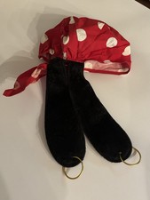 Rare Vintage Disneyland World Goofy Pluto Ears Pirate Bandana Red Polka Dot picture