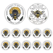 10PCS Bee Inspirational Challenge Coin Bee Kind Positive Gift Sunflower Medal picture