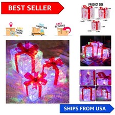 3-Piece LED Lighted Gift Box Set - Vibrant Outdoor & Indoor Christmas Decor picture
