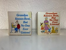 Grandma Grandpa Knows Best No One Listens Mug Set Meadowbrook 1987 1989 VTG picture