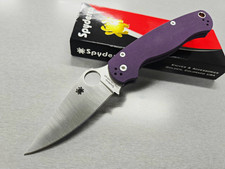 Spyderco Para Military 2 DLT Trading Exclusive CPM Cruwear Purple G-10 Handles picture