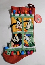 Vtg 90's Disney 3D Felt Large Christmas Stocking Mickey Goofy Donald Duck NWT picture