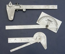 Vtg General Hardware #16, #17 Protractors, Vernier Caliper Tool #721 3PC Lot picture