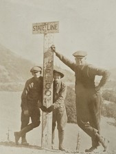 Original Vintage Oregon State Line Railroad or Highway Boundary Marker Snapshot  picture