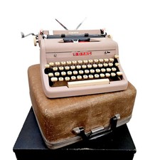 1957 Adobe Rose Royal Quiet De Luxe Manual Portable Typewriter Vtg 50s MCM VGC picture