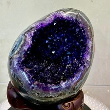 8.7LB natural rare amethyst Dinosaur egg Quartz Crystal specimen healing+stand picture