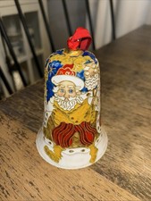 Dillard’s Trimmings Cloisonné Enamel Bell 2004 Christmas Ornament Santa picture