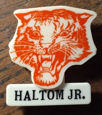 Vintage Haltom JR. Haltom City Texas Pinback Badge 2 1/4x2 Inches picture