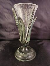 Vintage Brass Art Nouveau Vase With Glass Insert. Beautiful Patina picture