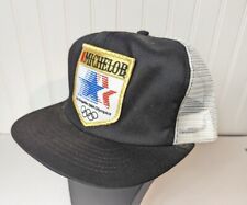 Michelob 1984 Los Angeles Olympics Patch Logo Beer Mesh Black Hat Snap Vintage picture