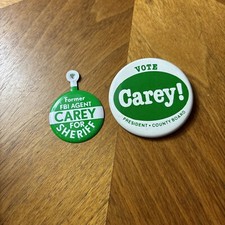 Vote Carey Former FBI Agent Pin Back Campaign Button Political Sheriff Scarce picture