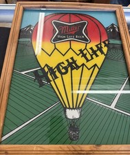 Vintage Miller High Life Mirror  Glass Inlay Art Bar Sign Framed Hot Air  Ballon picture