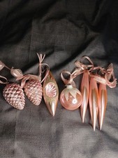 Lot Of 7 Vintage Shiny Brite Pink Mercury Glass Christmas Ornaments picture