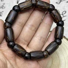 Natural Grade A Agarwood Bucket Beads Men Woman Lucky Single Circle Bracelet picture