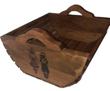 Nice Vintage Rustic Slated Wood Wooden Carrier Raggedy Ann And Andy ￼ picture
