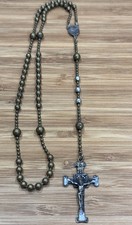 Vintage Military Service Combat Rosary Brass Beads Pull-Chain