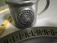 Vintage Pewtarex Pewter Children's Nursery Set ABC Alphabet Plate & Matching Cup picture
