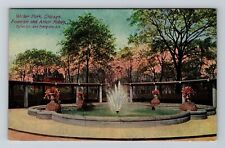Chicago IL-Illinois, Wicker Park, Fountain & Arbor Robey, Vintage Postcard picture