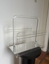 Vintage Grainware Lucite Magazine Rack Record Holder Clear Acrylic MCM 1970s picture
