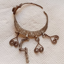 Unique Ancient Roman Silver Pendant Amulet with stone Circa 2nd.-3rd. AD picture